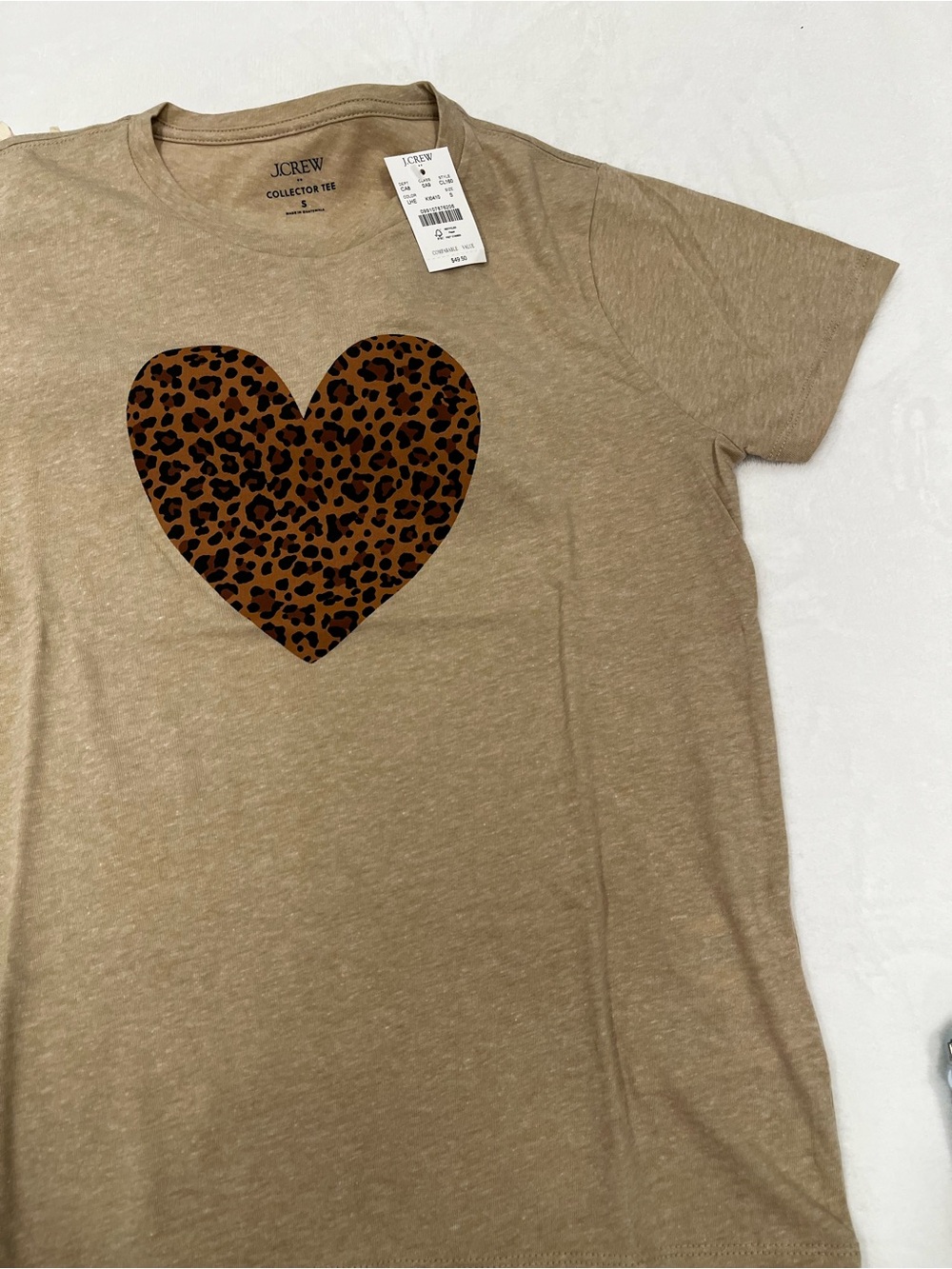 J.Crew Leopard factory Heart Graphic Tee - Beige